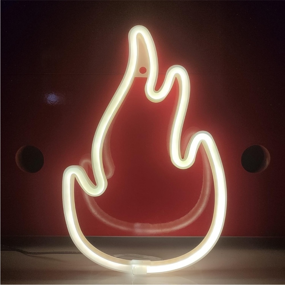 Neon Fire Flame LED Light Wall Bedroom Dorm Party House Indoor Outdoor Decor